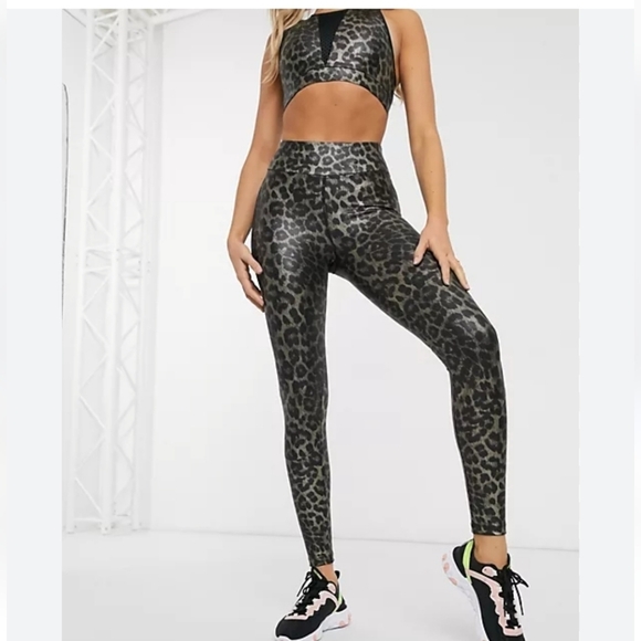 ASOS Pants - ASOS 2 Piece Set LEOPARD HIGH WAIST LEGGING AND TOP WITH MESH FRONT